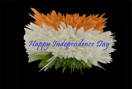 Illustration of Happy Independence day on the splash of the tricolour of India's national flagの写真素材