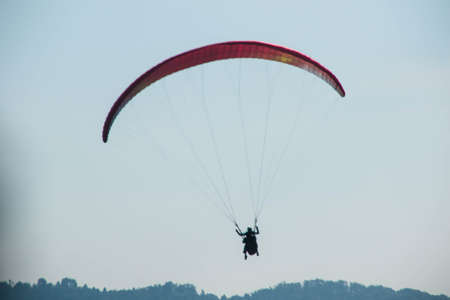 A closeup of  paraglider in the skyの写真素材