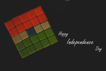 Happy 75th Independence day of India with a creative flag fromed from rubic's cube artisticの写真素材