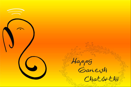 Illustration of Happy Ganesh Chaturthi with abstract floral background with circles wishes greetingの写真素材