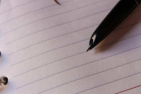 fountain pen and notebook page beauty of writingの写真素材
