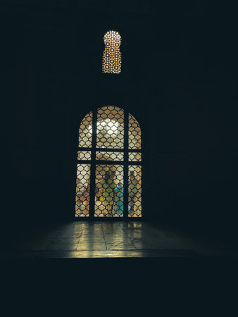 Window in the mosque with light from the window.の写真素材