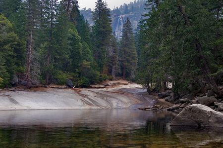 River, flowing in stone banksの写真素材