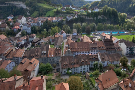 Good autumn day in the Swiss small townの写真素材
