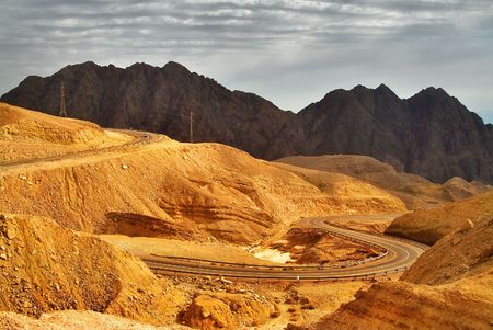  Road to multi-coloured mountains about Eilat near Red sea.の写真素材