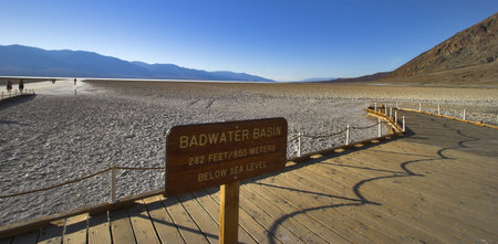 The well-known oasis "Bad water" in Death valley in the USAの写真素材