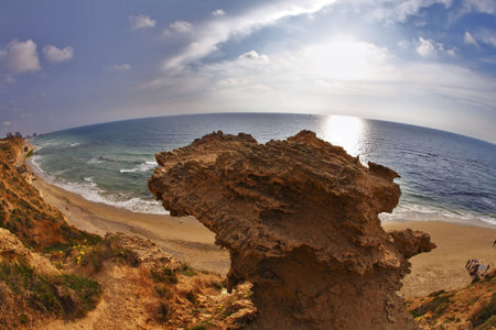 Magnificent cloudy sunset on Mediterranean sea
