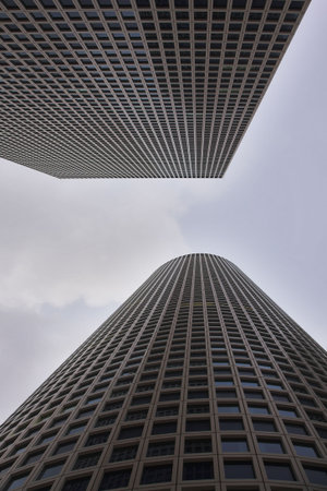 Spectacular skyscrapers Center Asrieli on a background of the cloudy sky in twilight