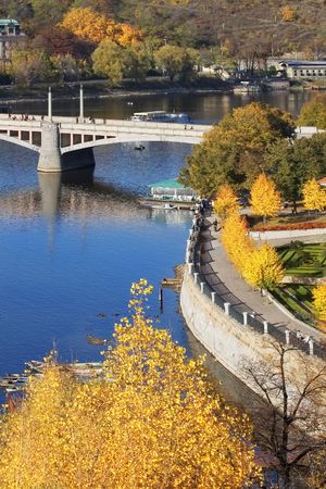  The bridge through the river Vltava in Pragueの写真素材