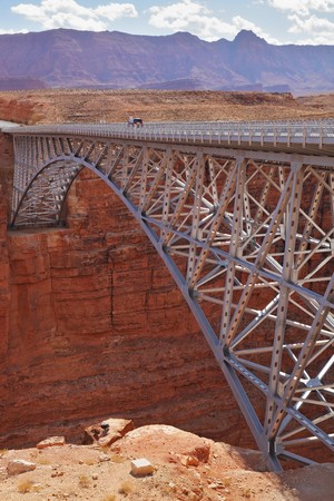 Sleek modern bridge across the Colorado River in the Navajo Reservationの写真素材
