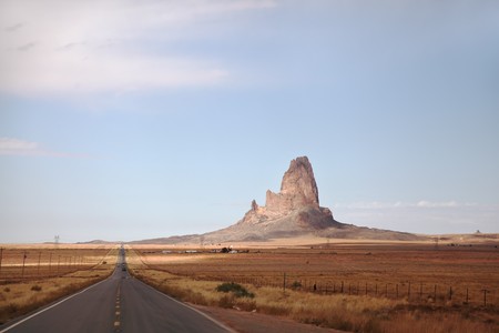Great American road. Monument Valley in the red desertの写真素材