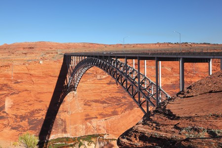 Beautiful elegant pedestrian bridge next to the Glen Canyon Damの写真素材