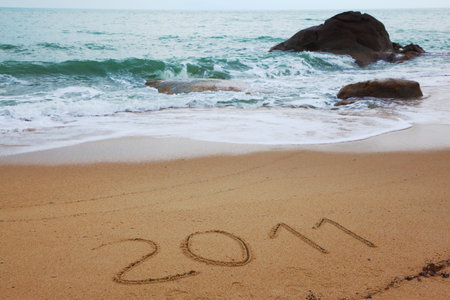 Sandy beach on Koh Samui. The sea gradually calmed down after the violent storm. Inscription: 2011