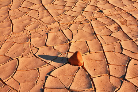 The cracked dry ground in desert of National park Dead Walleyの写真素材