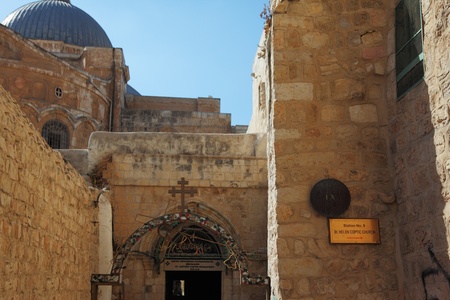 The entrance to the Coptic Church of St. Helenの写真素材