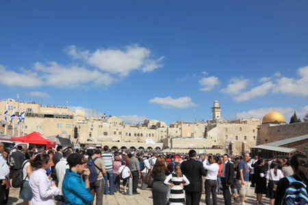Jerusalem - October 16: The Holy Western Wall of the Temple. Thousands of Jews had gathered for...