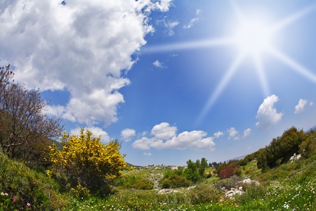 Hilly landscape. Spring at southern coast of Mediterranean seaの写真素材