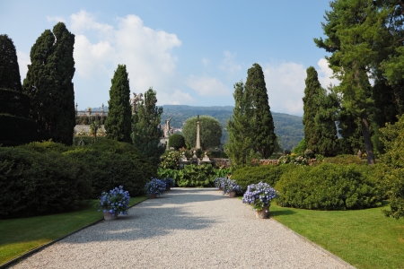 Magnificent decorative park on island Izola Bella. Lake Lago Maggiore, Northern Italy の写真素材
