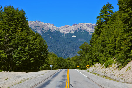 Highway in the Argentine Patagonia. Asphalt covered with a layer of volcanic ash remaining after the eruption Pueueの写真素材