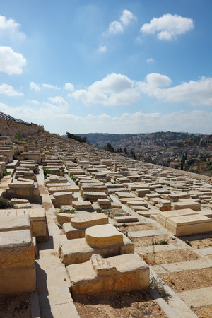 The capital of Israel - Jerusalem. The ancient Jewish cemetery on the Mount of Olivesの写真素材