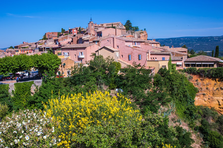 Roussillon, Red village of Provence. Picturesque pit of production of ochre - natural paintの写真素材