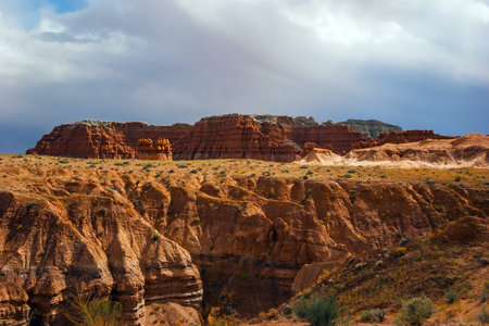Hoodoo - geological formations. USA. Scenic Utah state park Goblin Valley. Picturesque huge figures...