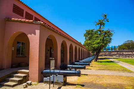 Cannon are on display in the fortress. Kenya. Fort Jesus -  medieval fortification in Mombasa. The concept of historical, educational and photo tourismのeditorial素材