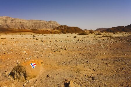 The guide of a route in the heated stone desertの写真素材
