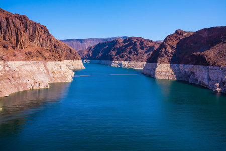 The Black Canyon, the state border of Arizona and Nevada. The USA. The lower course of the Colorado River. The concept of cognitive, active and photo tourismの写真素材