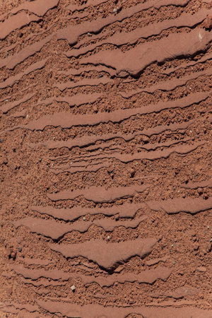 Sedimentary rock. Brown clay, cliff texture