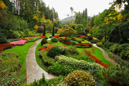 Masterpiece of landscape gardening art - Butchard - garden on island Vancouver in Canadaのeditorial素材