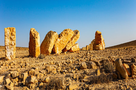 Rock garden. Mitspe Ramon is a city in the desert. Crater Ramon is an erosional crater in the Negev...
