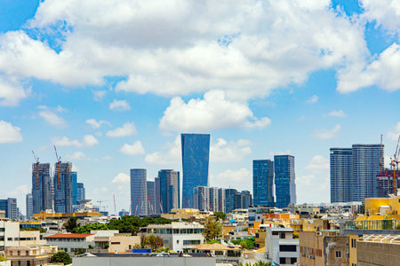 TEL AVIV, ISRAEL - JUNE 2, 2021: The rooftops of modern Tel Aviv - the most expensive city in the...