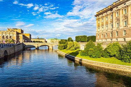 Sweden. Hot summer day in Stockholm. Wonderful excursion to the northern capital.の写真素材