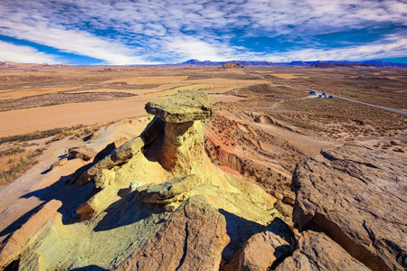 Bardenas Reales is a semi-desert area in the Spanish province of Navarre. The area has been declared a UNESCO Biosphere Reserve. Journey to the warm Spanish autumnの写真素材