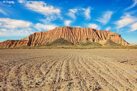 Bardenas Reales. The area has been declared a UNESCO Biosphere Reserve. Navarre. Journey to the warm Spanish autumnの写真素材