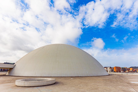 Niemeyer Center. The complex consists of several futuristic buildings of white color and various shapes. Various concerts, exhibitions and other events are held here. Asturias.のeditorial素材