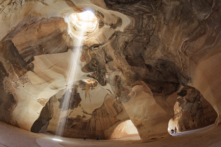 Israel. Ancient caves for the extraction of building materials. The famous underground park Beit Guvrin. Sunny warm day for a successful excursion.のeditorial素材