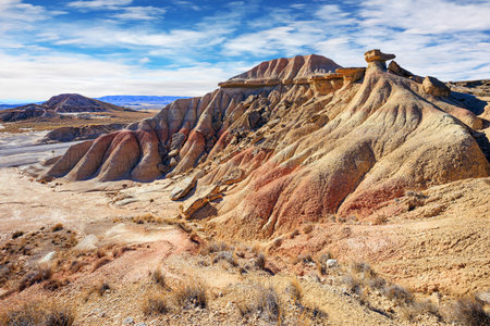 Bardenas Reales is a semi-desert area in the Spanish province of Navarre. Rock formations are unparalleled in Europe.の写真素材