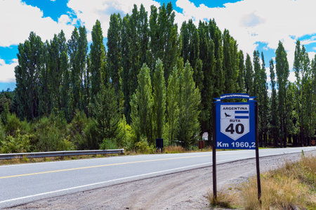 Ruta 40. Forests and mountains surround the famous highway 40. The road passes through picturesque landscapes. Argentina. Travel to South America.の写真素材