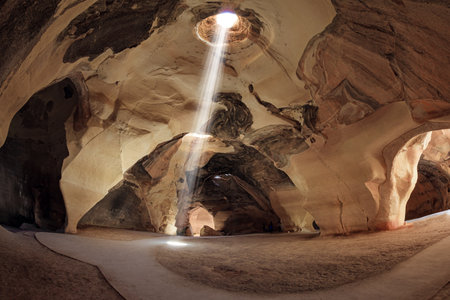 The famous underground national park Beit Guvrin. Ancient caves for the extraction of building materials. Sunny warm day for a successful excursion. Israelの写真素材
