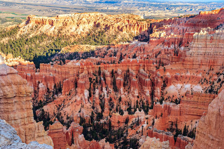 Giant natural amphitheater created by erosion. Hoodoos are unique geological structures formed by erosion. Incredible landscape illuminated by the sunset. Bryce Canyon in the USA.の写真素材