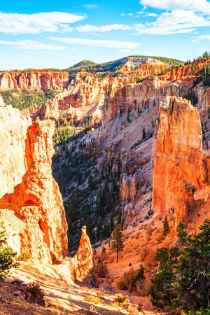 Hoodoos are unique geological structures formed by erosion. The sunset. Bryce Canyon in the USA. The natural amphitheater created by erosion.の写真素材