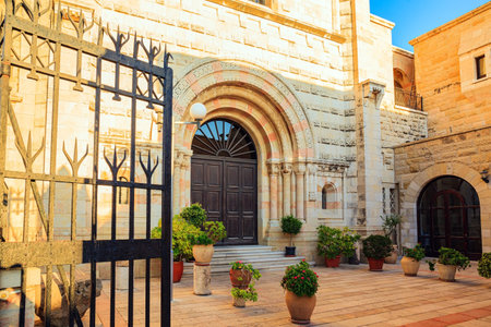 Monastery of the Assumption of the Blessed Virgin Dormition at sunset. Patio. Jerusalem is the capital of Israel.の写真素材