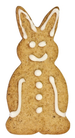 Hare gingerbread cookie isolated on white の写真素材