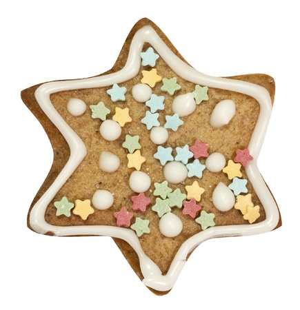 Star gingerbread cookie isolated on white の写真素材