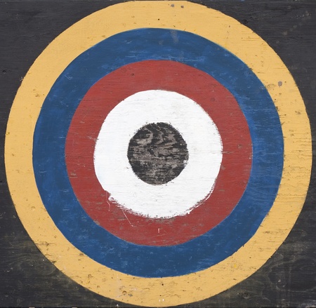 Weathered old painted colorful wooden target board.の写真素材