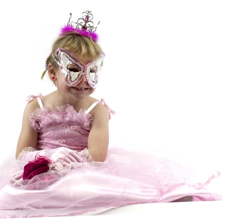 Little girl dressed up in pink for carnivalの写真素材