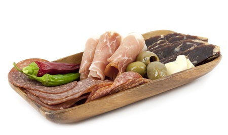 Tapas plate with assorted meatsの写真素材