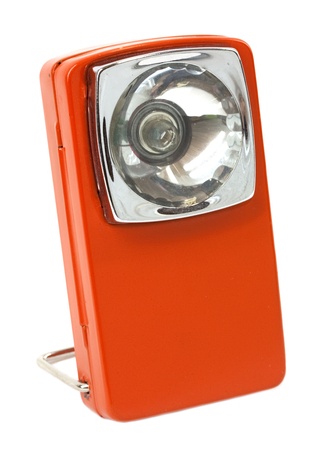 Vintage orange retro square flashlight isolated on whiteの写真素材